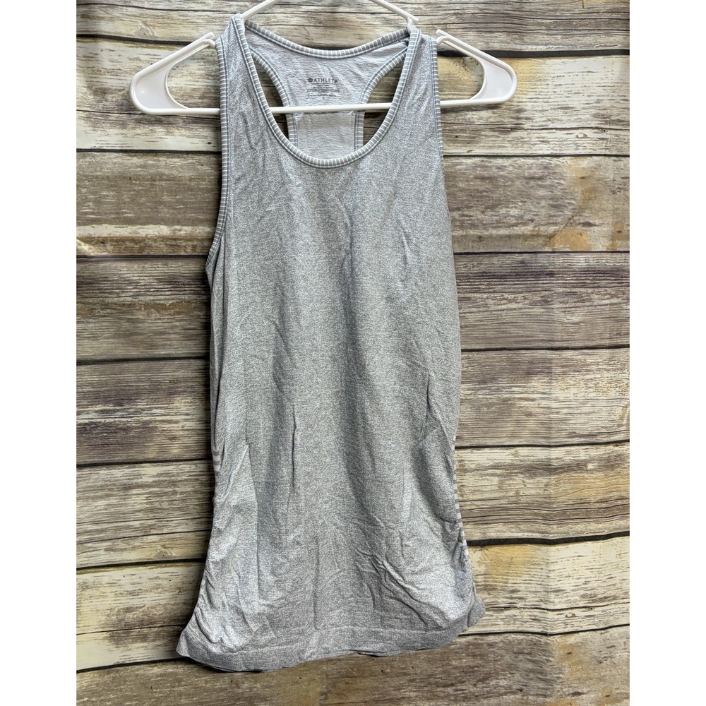 Athleta Gray Solid Ruched Tank Top RackerBack  Scoop Neck Stretch Women's‎ Small